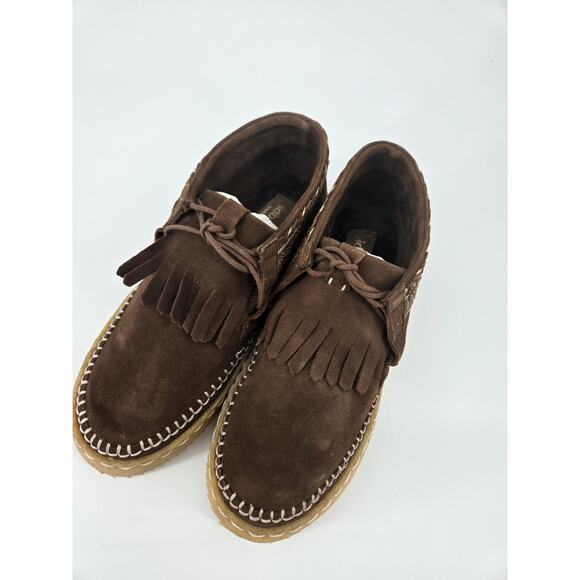 Laidback London Beaded Erku Chukka Moccasins Brown Suede Sz 38 US 7.5 New In Box - Picture 3 of 13